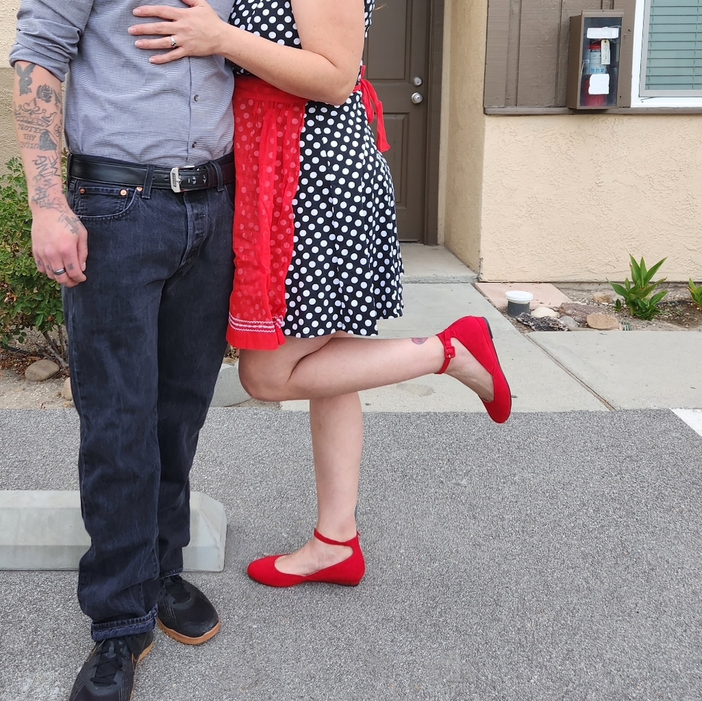 Dream pairs revona flats with ankle straps. Red suede